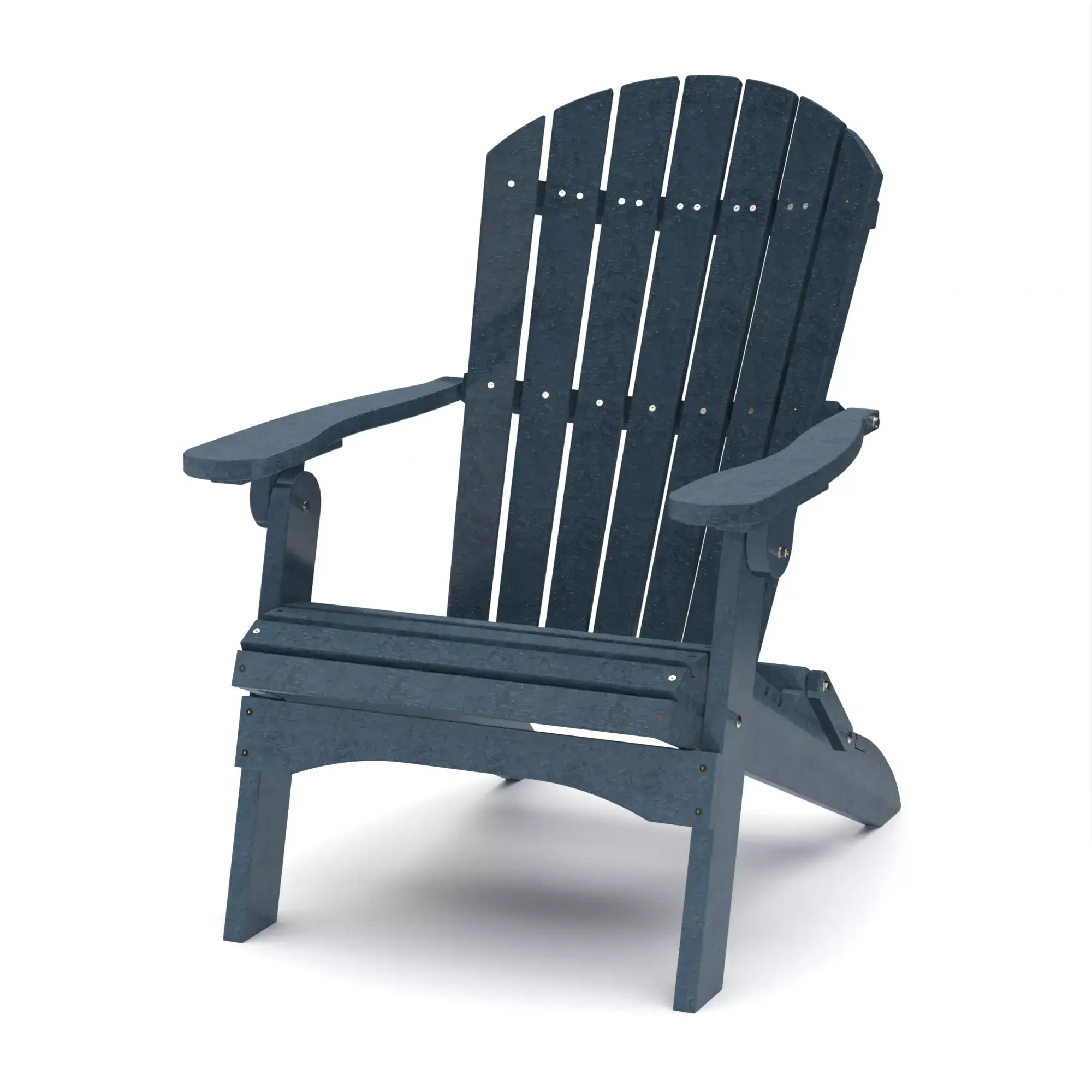 Blue Adirondack chair for outdoor garden seating and relaxation.